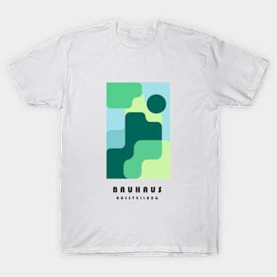 Bauhaus Geometric Art in Green Shapes T-Shirt